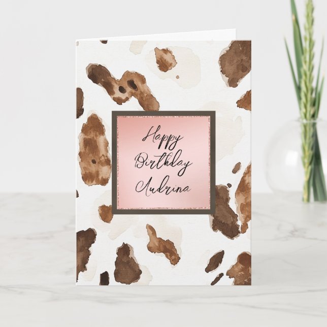 Carte Gâteau d'anniversaire Rose Blush Impression Animal (Devant)