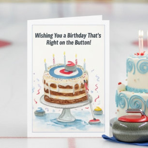 Carte Gâteau d'anniversaire sur le thème du Curling