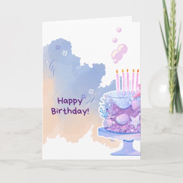 Carte Gâteau d'anniversaire sur le thème Under The Sea J (Devant)