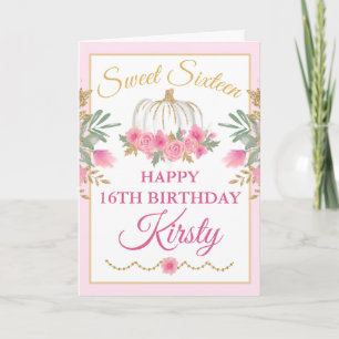 Carte Gâteau d'anniversaire Sweet 16 Rose Aquarelle Citr