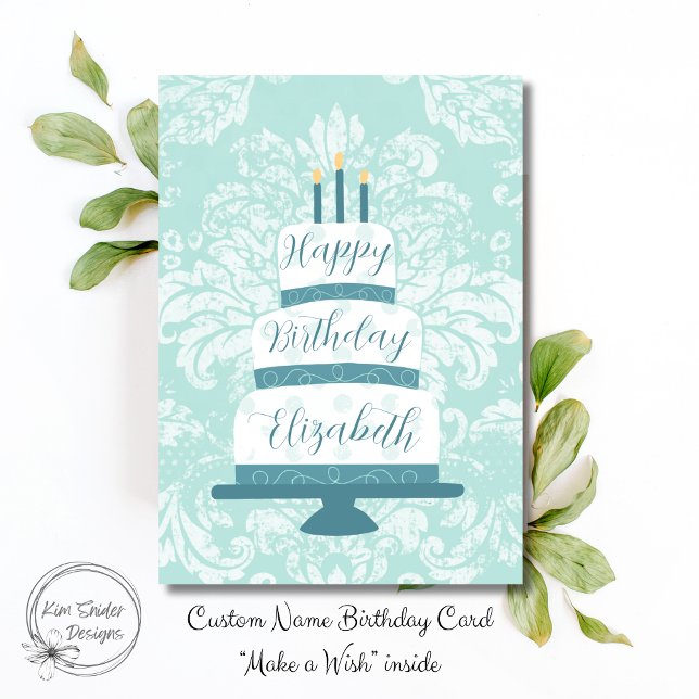 Carte Gâteau d'Anniversaire vintage Avec Nom Personnalis (Créateur téléchargé)