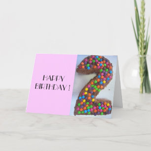 Carte Gâteau de 2e anniversaire rose