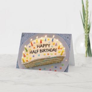 Carte Gâteau de demi-anniversaire heureux avec bougies
