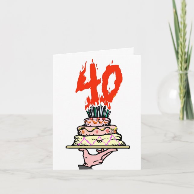 Carte Gâteau de fête du 40e anniversaire personnalisé (Devant)