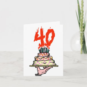 Carte Gâteau de fête du 40e anniversaire personnalisé