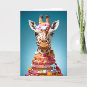Carte Gâteau de Giraffe Quirky Cute drôle Animal Anniver