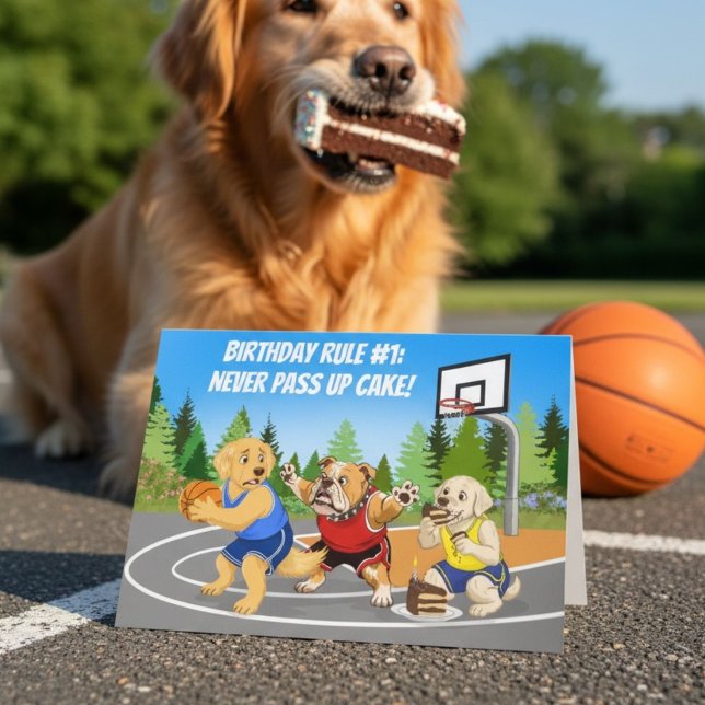 Carte Gâteau de jeu de basket-ball pour chiens drôles d' (Créateur téléchargé)