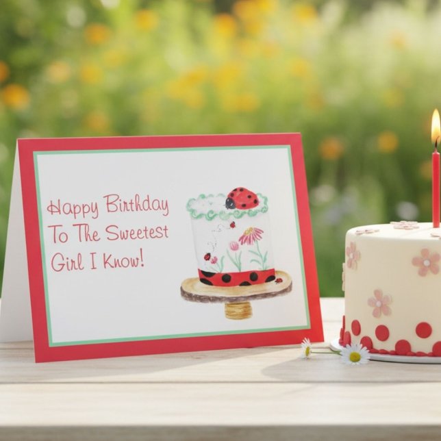 Carte Gâteau de la Dame Bug aquarelle Joyeux Anniversair (Créateur téléchargé)