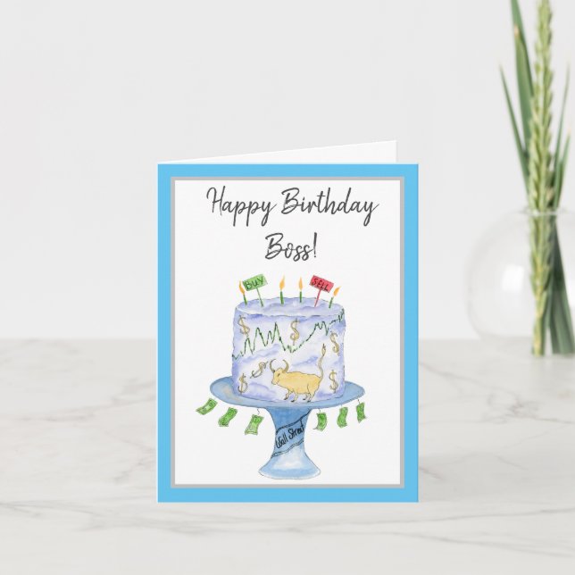 Carte Gâteau de marché boursier bon anniversaire patron  (Devant)