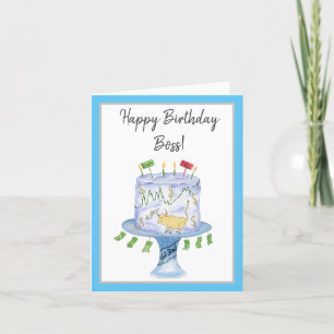 Carte Gâteau de marché boursier bon anniversaire patron