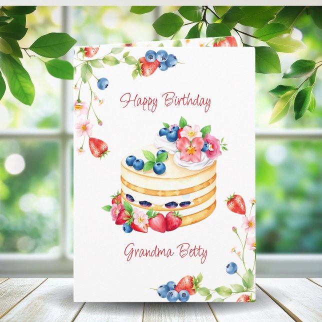 Carte Gâteau de vanille Anniversaire personnalisé de gra (Créateur téléchargé)