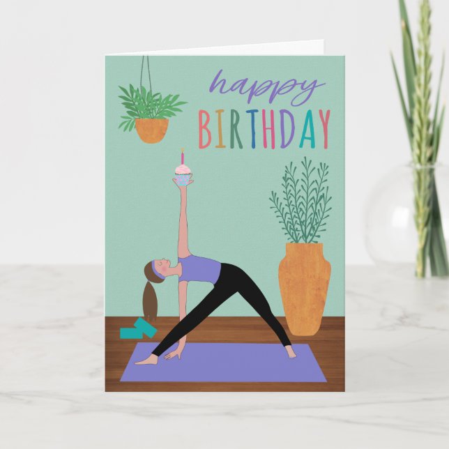 Carte Gâteau de yoga d'anniversaire (Devant)