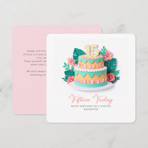 Carte Gâteau découpé en papier pastel pour les 15 ans