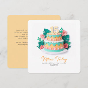 Carte Gâteau découpé en papier pastel pour les 15 ans