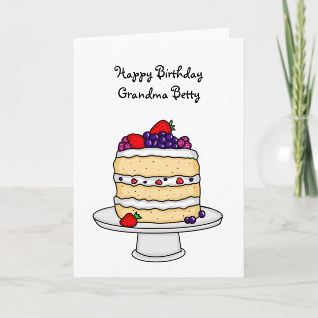Carte Gâteau éponge personnalisé Joyeux Anniversaire (Devant)
