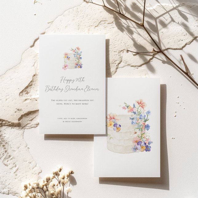 Carte Gâteau Floral Douce Anniversaire  (Créateur téléchargé)