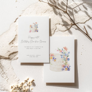 Carte Gâteau floral doux Anniversaire