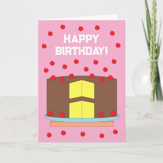 Carte Gâteau Jaune & Frosting au chocolat : Anniversaire (Devant)