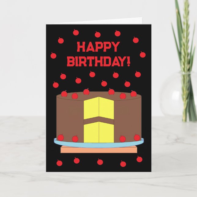 Carte Gâteau jaune & Frosting au chocolat : Anniversaire (Devant)