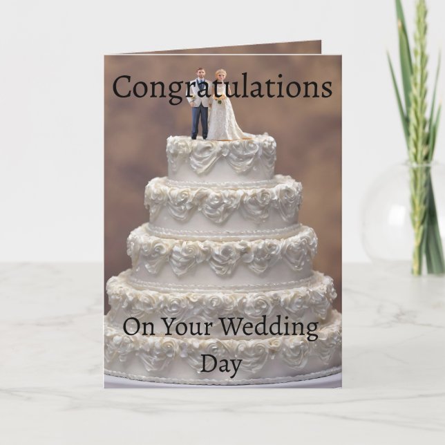 Carte Gâteau Mariage Blanc De Cinq Niveaux Avec Couple D (Devant)