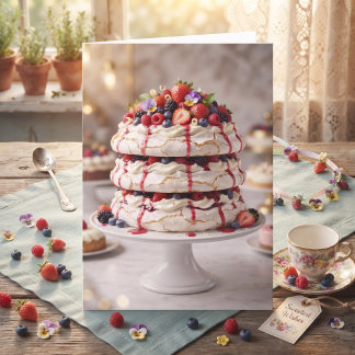 Carte Gâteau Pavlova Sucré Délicieux | Joyeux Anniversai