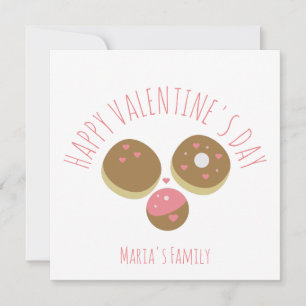 Carte Gâteau Pop Donut Saint-Valentin Rose Rouge Script
