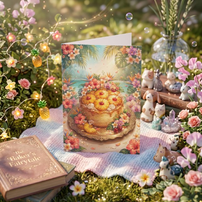 Carte Gâteau renversé à l'ananas | Anniversaire de fille (Créateur téléchargé)