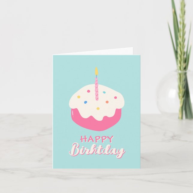 Carte Gâteau rose bleu Joyeux anniversaire (Devant)