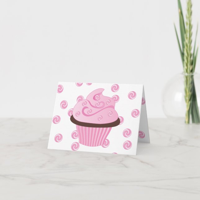Carte Gâteau Tourbillonnant rose avec arroses (Devant)