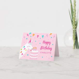Carte Gâteau tout Llama amusant 3ème Pink Joyeux anniver