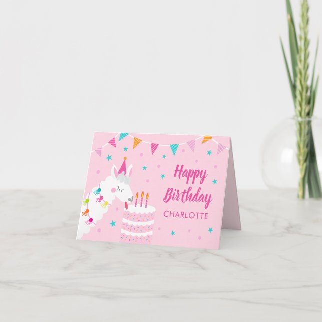 Carte Gâteau tout Llama amusant 3ème Pink Joyeux anniver (Devant)