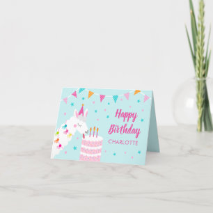 Carte Gâteau tout Llama Fun 3ème Aqua Joyeux Anniversair