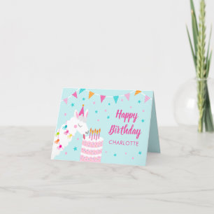 Carte Gâteau tout Llama Fun 5ème Aqua Joyeux Anniversair