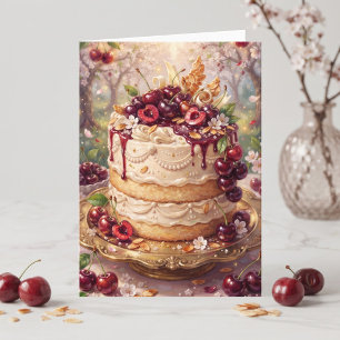 Carte Gâteau Vanille Cerise Joyeux Anniversaire Tante