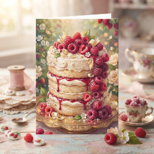 Carte Gâteau Vanille Framboise Joyeux Anniversaire Niè