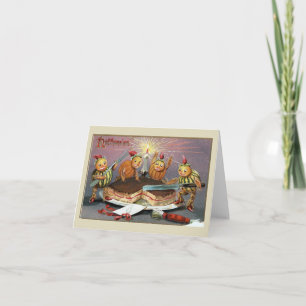 Carte Gâteau vintage décoré de glaçage au chocolat pour 