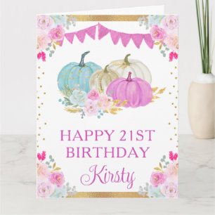 Carte Gâteaux d'anniversaire aux citrouilles florales ro