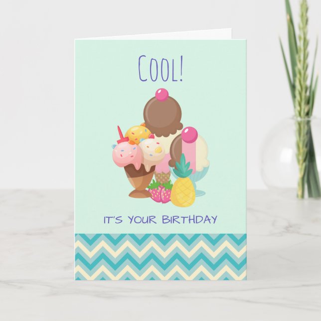 Carte Gâteaux de glace avec des paillettes d'anniversair (Devant)