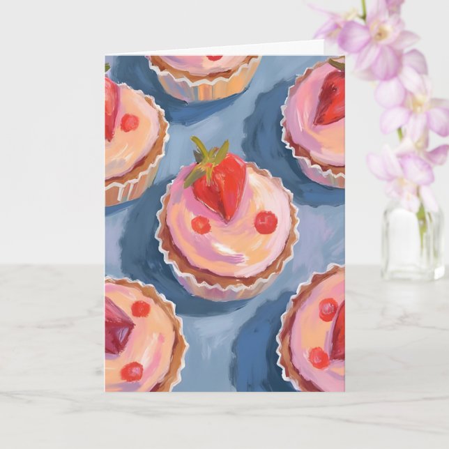 Carte Gâteaux Fraise | Aquarelle de Fruits pour Célébrat (Orchidée)