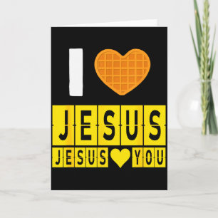 Carte Gaufre en forme de coeur J'aime Jésus Jésus t'aime