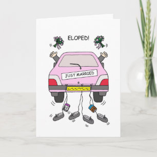 Carte Gay Couple Elopement Voiture et Bouquets