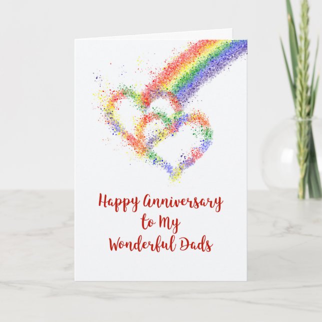 Carte Gay My Dads Parents Anniversaire Coeurs Arc-en-cie (Devant)