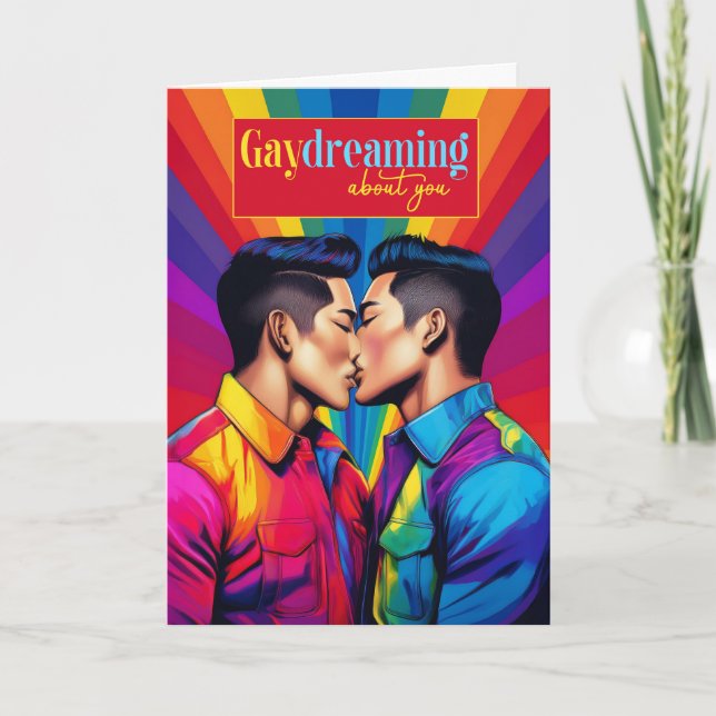 Carte Gaydreaming Asiatique Américain Gay Couple Rainbow (Devant)
