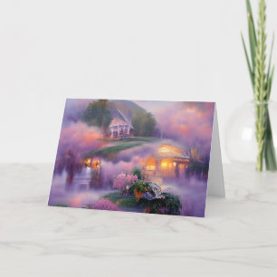 Carte Gazebo brillant et glycine violette à l'étang