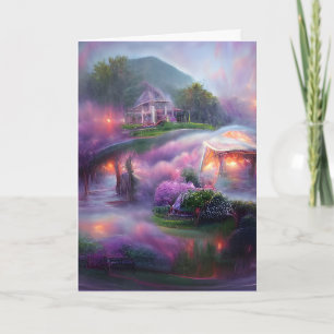 Carte Gazebo lumineux Wisteria violet vaporeux au bord d