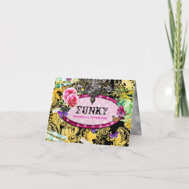 Carte GC | Abeille rose Vintage lunique (Devant)