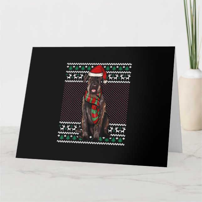 Carte Géant de Noël Schnauzer Chien Chapeau de Père Noël (Devant)