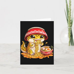 Carte Gecko léopard mangeant des nouilles Ramen japonais