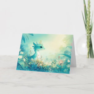Carte Gecko Turquoise Parmi des Fleurs Rêveuses