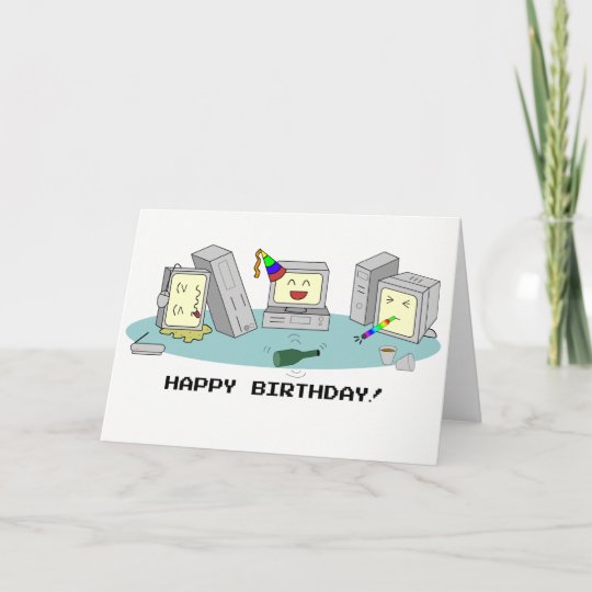 Carte Geeky D Ordinateur De Joyeux Anniversaire Zazzle Fr